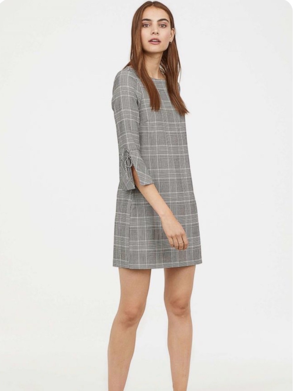 NWT Black/houndstooth-patterned boatneck dress by H&M Size 12